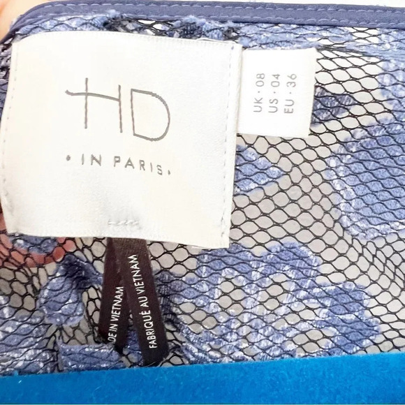 HD in Paris Anthropologie Blue Lace Blouse with Tank Size 4 Dark Ocean Dress Top - Picture 3 of 7